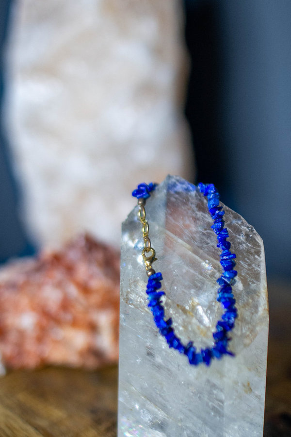 Heilstein Armband Lapis Lazuli mit Schloss Splitt